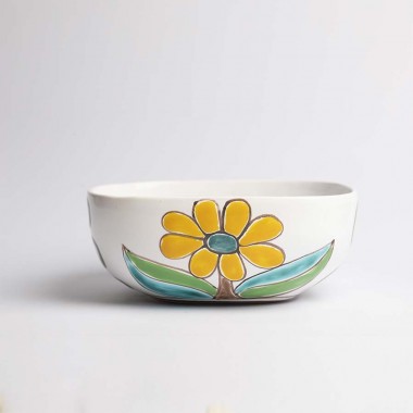 Handpainted Salad Bowl Folk Flowers CTQ22FC de simone pottery Handpainted Salad Bowl Folk Flowers CTQ22FC de simone pottery